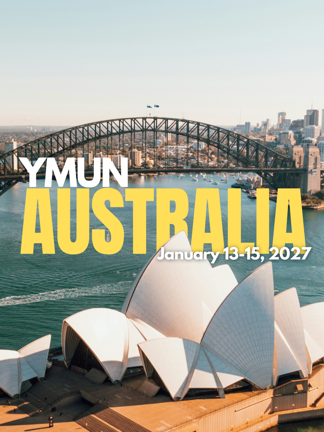 Alternate YMUN Australia announcement featuring Sydney Harbour